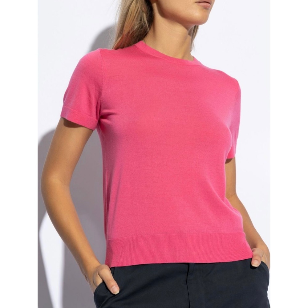 Theory Basic Tee Regal Wool Womens Petite Watermelon Office Career Luxury